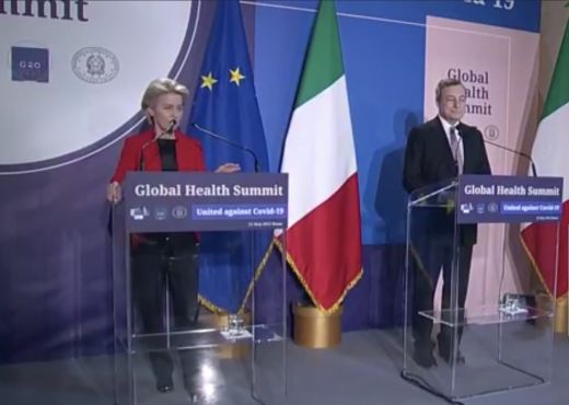 Der Globale Gesundheitsgipfel fand am 21. Mai 2021 in Rom unter dem Vorsitz von Premierminister Mario Draghi und der Präsidentin der EU-Kommission Ursula von der Leyen statt. 